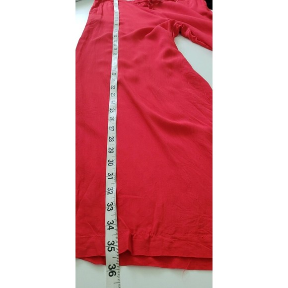 Coco Cabana Women's Asian Large Drk Orange Wide Leg Pants Pockets Tie Side Zip - Picture 6 of 8